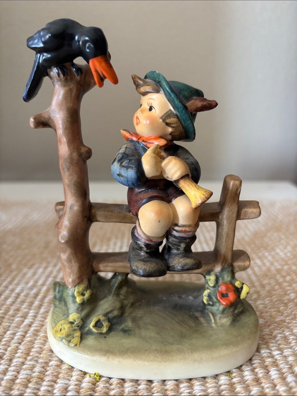 Goebel Boy Figurine in Green Hat and Blue Jacket